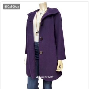 Ellen Tracy Aubergine Eggplant wool pea coat size 18W